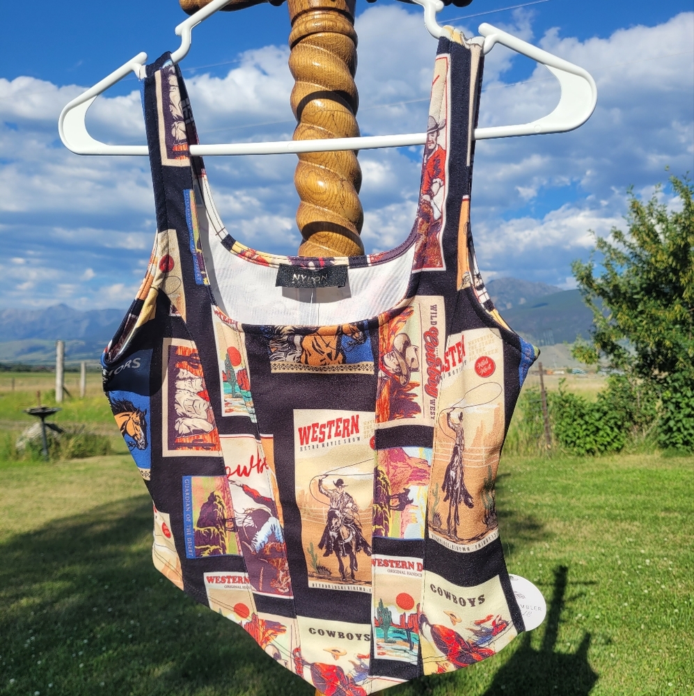 Cowgirls!! Western Print Tank Top, NWT- MEDIUM - Picture 2 of 5